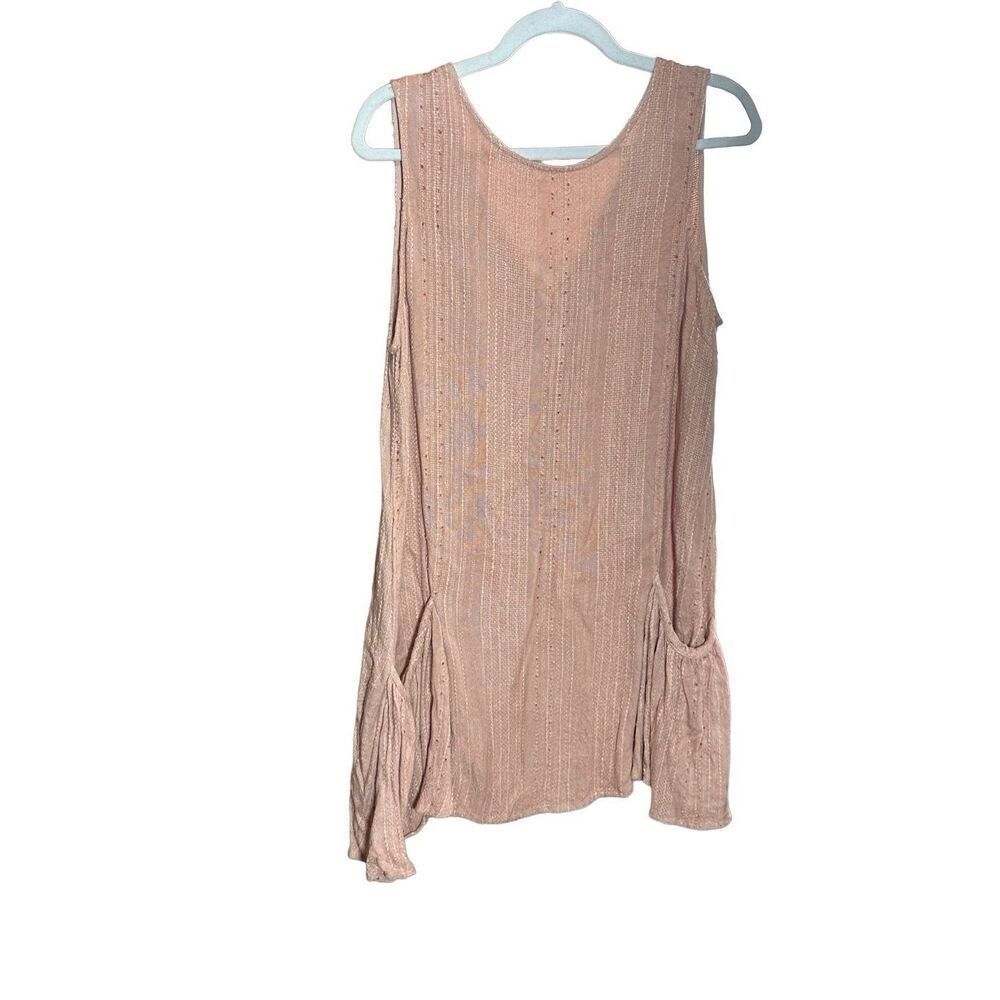 En Crème womens lagenlook relaxed‎ fit sleeveless pink dress large pocket